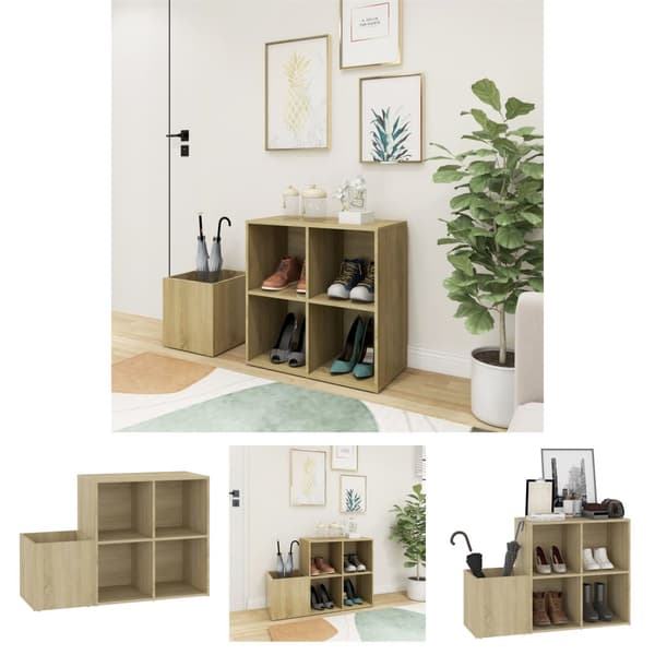 The Living Store skoskab 105x35,5x70 cm konstrueret træ sonoma-eg -  Skoopbevaring