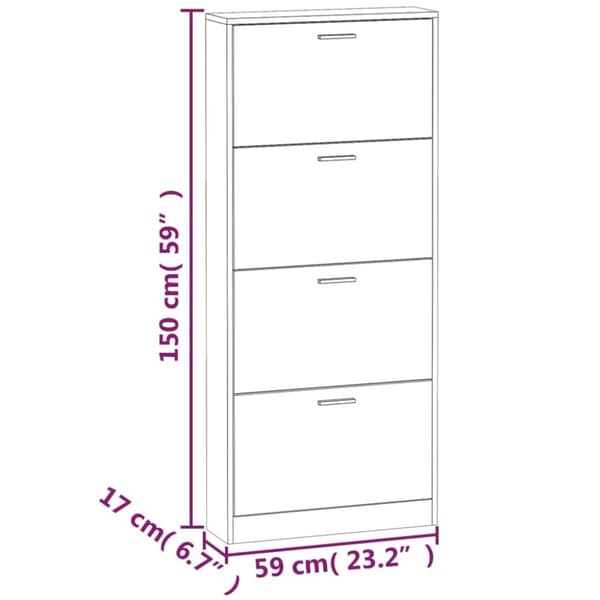 The Living Store Skoskåp vit högglans 59x17x150 cm konstruerat trä -  Skoställ & skohyllor