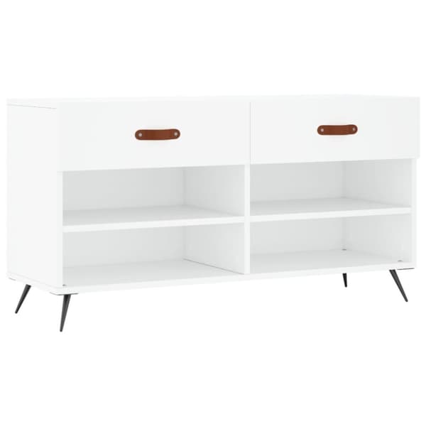 The Living Store Skobänk vit 102x35x55 cm konstruerat trä -  Skoställ & skohyllor