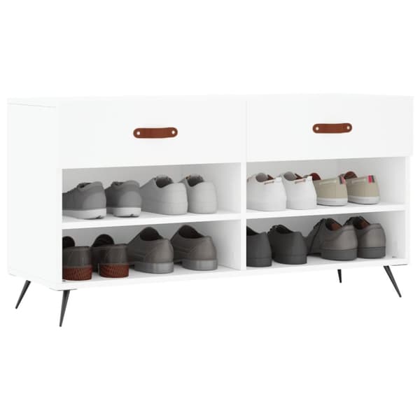 The Living Store Skobänk vit 102x35x55 cm konstruerat trä -  Skoställ & skohyllor