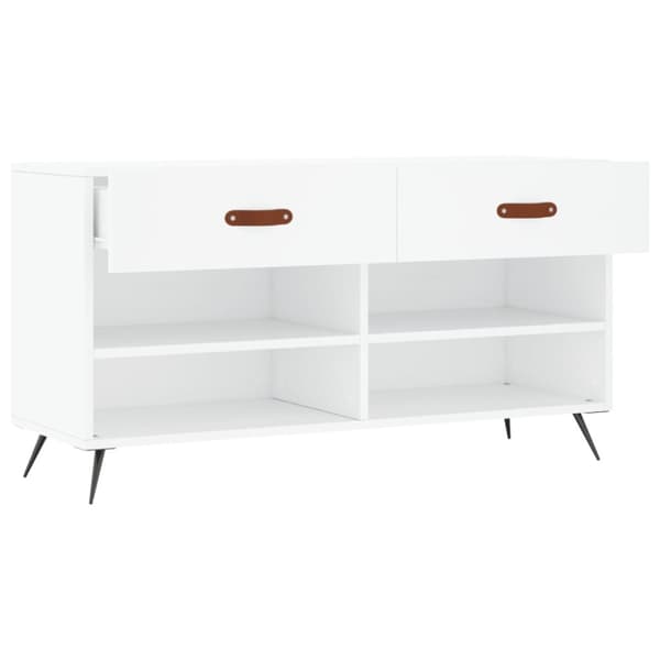 The Living Store Skobänk vit 102x35x55 cm konstruerat trä -  Skoställ & skohyllor