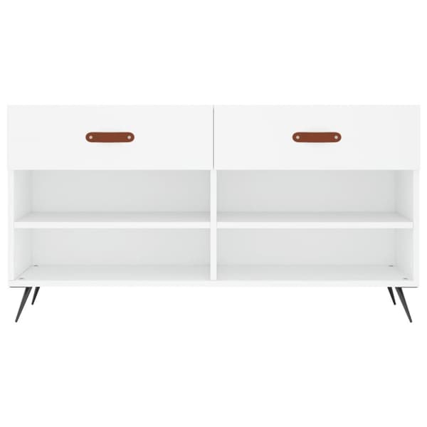 The Living Store Skobänk vit 102x35x55 cm konstruerat trä -  Skoställ & skohyllor