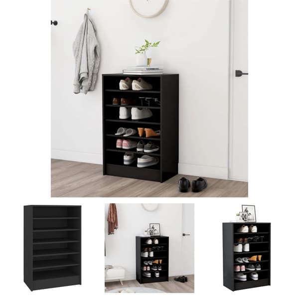 The Living Store Kenkäkaappi musta 60x35x92 cm tekninen puu -  Kenkähyllyt & -telineet