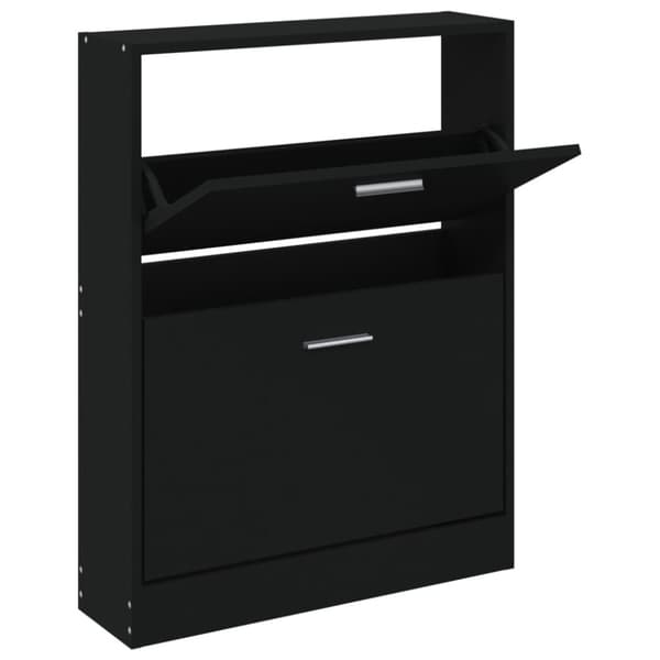 The Living Store Skoskåp svart 59x17x81 cm konstruerat trä - Skoställ & skohyllor