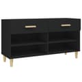 Miniatyrbillede 3 af 11: The Living Store skoreol 102x35x55 cm konstrueret træ sort -  Skoopbevaring