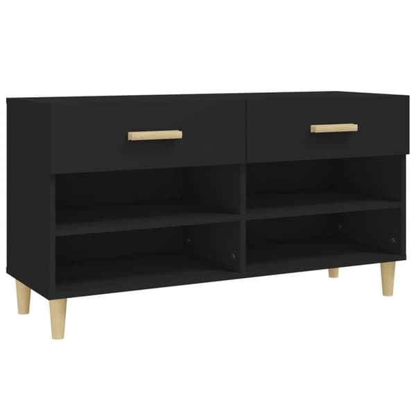 The Living Store skoreol 102x35x55 cm konstrueret træ sort -  Skoopbevaring