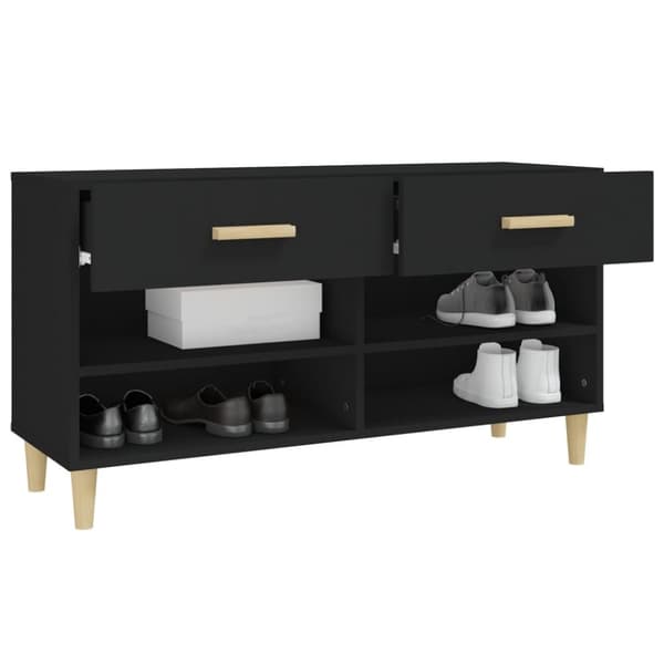 The Living Store skoreol 102x35x55 cm konstrueret træ sort -  Skoopbevaring