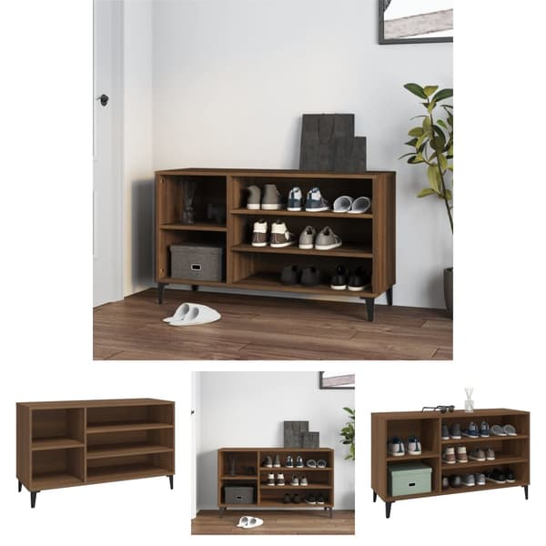 The Living Store skoskab 102x36x60 cm konstrueret træ brun egetræ -  Skoopbevaring