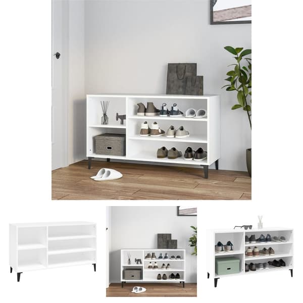 The Living Store skoreol 102x36x60 cm konstrueret træ hvid -  Skoopbevaring