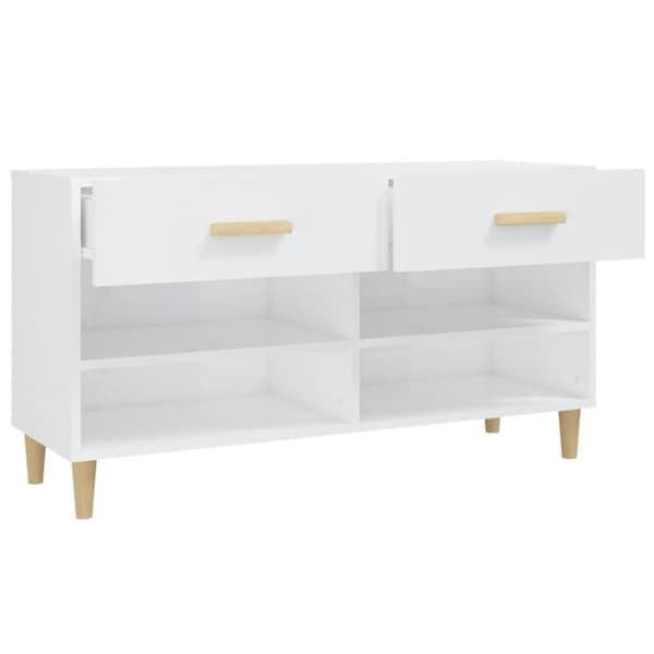 The Living Store skoreol 102x35x55 cm konstrueret træ hvid højglans -  Skoopbevaring