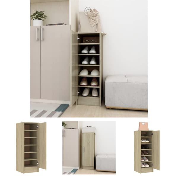 The Living Store skoskab 32x35x92 cm spånplade sonoma-eg -  Skoopbevaring