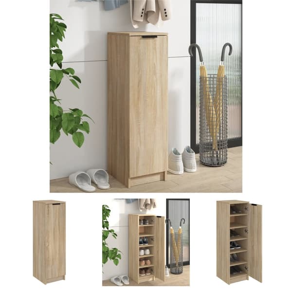 The Living Store skoskab 30x35x100 cm konstrueret træ sonoma-eg -  Skoopbevaring