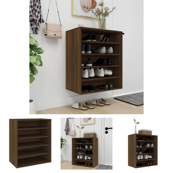 The Living Store Kenkäteline ruskea tammi 60x35x70 cm tekninen puu -  Kenkähyllyt & -telineet