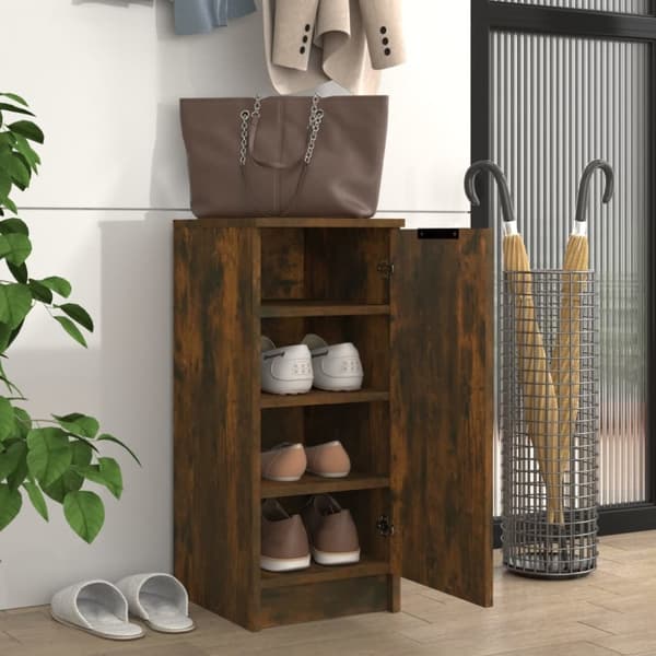 The Living Store skoreol 30x35x70 cm konstrueret træ røget egetræ -  Skoopbevaring