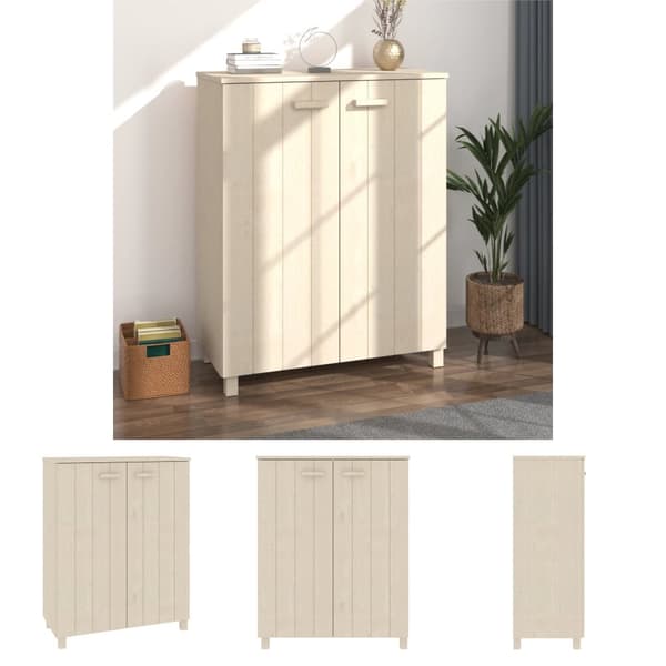 The Living Store skoskab HAMAR 85x40x108 cm massivt fyrretræ honningbrun -  Skoopbevaring