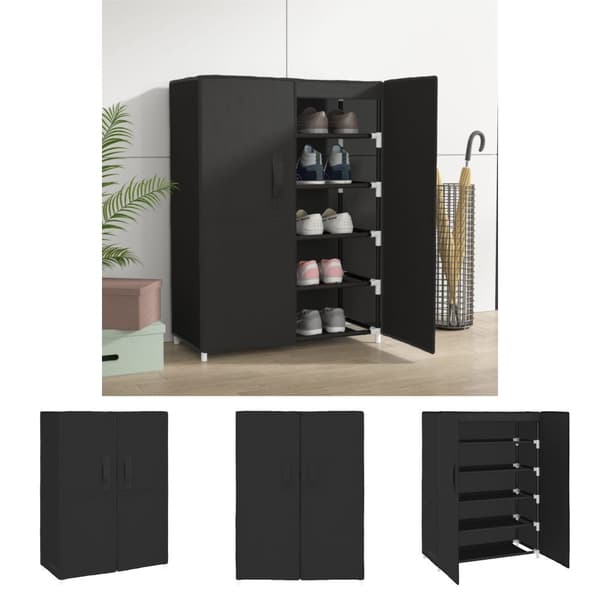The Living Store skoskab 60x28x90 stof sort -  Skoopbevaring