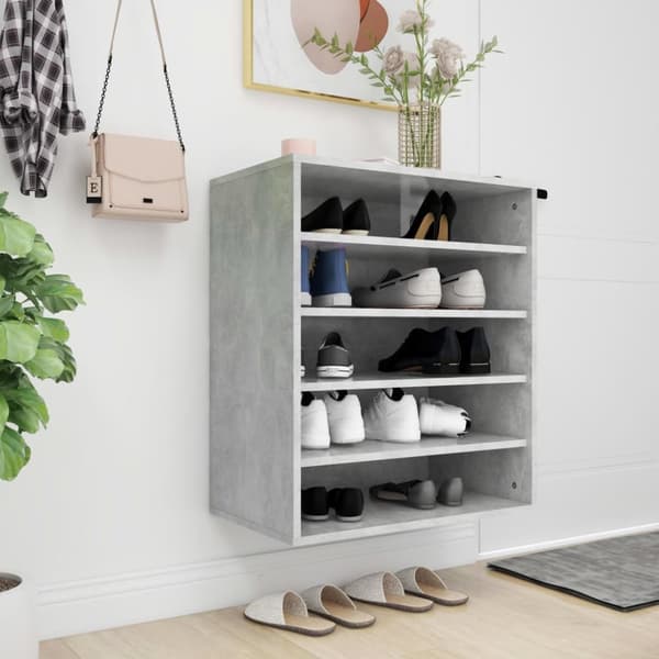 The Living Store skoskab 60x35x70 cm spånplade betongrå -  Skoopbevaring