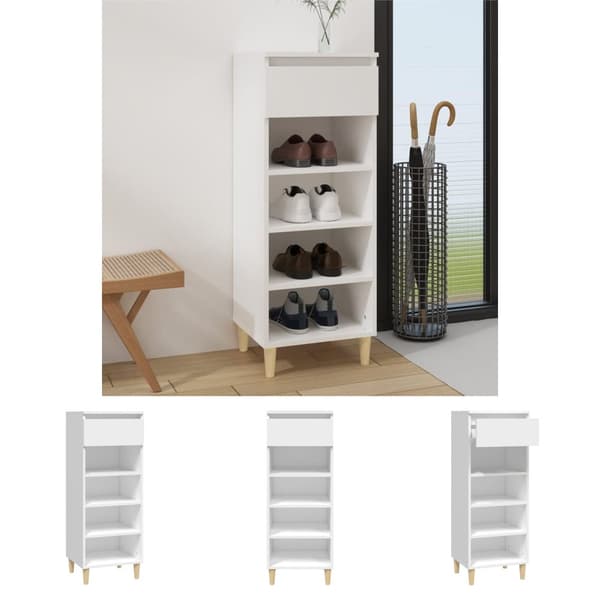The Living Store skoreol 40x36x105 cm konstrueret træ hvid -  Skoopbevaring