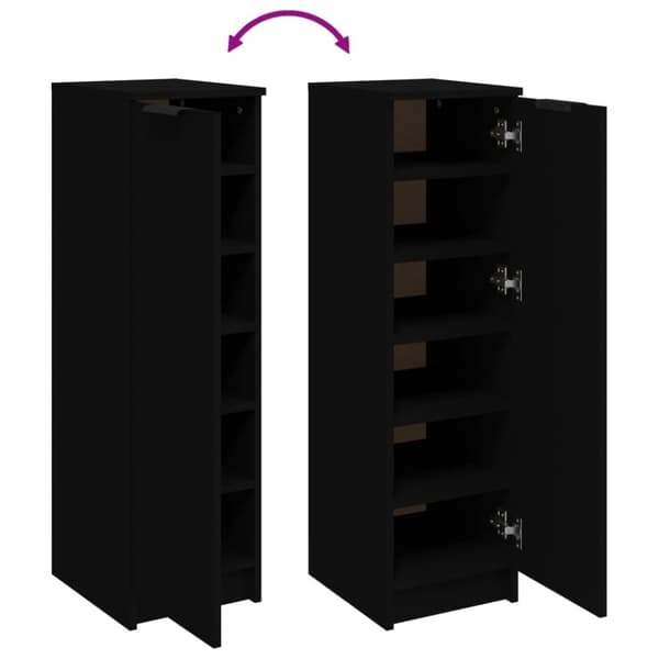 The Living Store skoskab 30x35x100 cm konstrueret træ sort -  Skoopbevaring