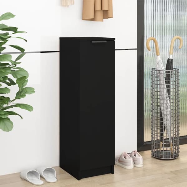 The Living Store skoskab 30x35x100 cm konstrueret træ sort -  Skoopbevaring