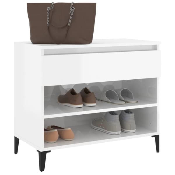 The Living Store Skoskåp vit högglans 70x36x60 cm konstruerat trä -  Skoställ & skohyllor