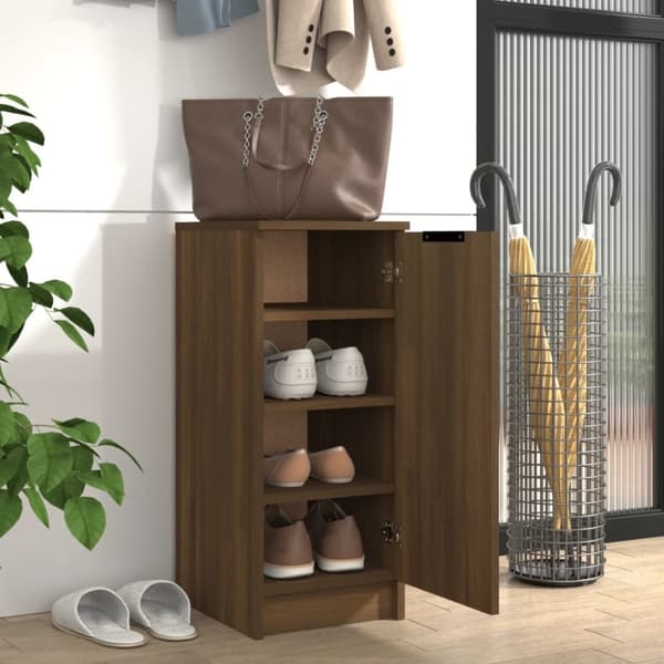 The Living Store skoskab 30x35x70 cm konstrueret træ brun egetræsfarve -  Skoopbevaring