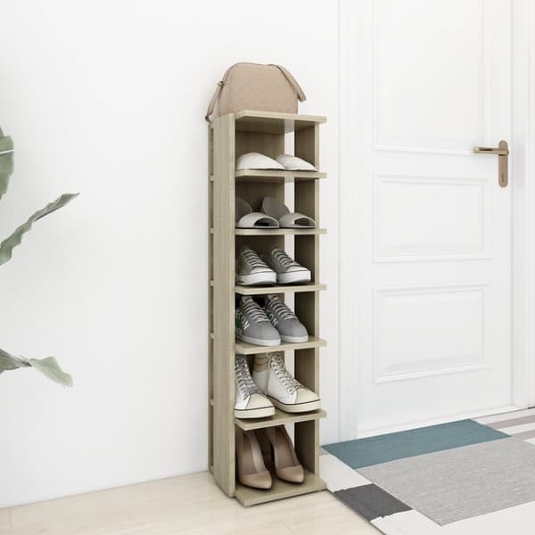 The Living Store skoskab 27,5x27x102 cm konstrueret træ sonoma-eg -  Skoopbevaring