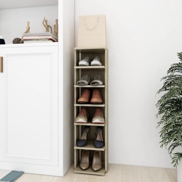 The Living Store skoskab 27,5x27x102 cm konstrueret træ sonoma-eg -  Skoopbevaring