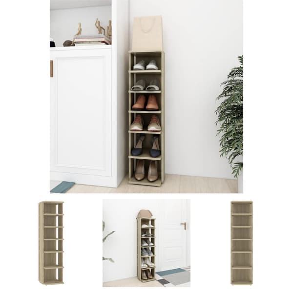 The Living Store skoskab 27,5x27x102 cm konstrueret træ sonoma-eg -  Skoopbevaring