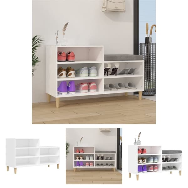 The Living Store Kenkäkaappi valkoinen 102x36x60 cm tekninen puu -  Kenkähyllyt & -telineet