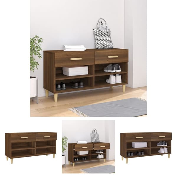 The Living Store Kenkäkaappi ruskea tammi 102x35x55 cm tekninen puu - Kenkähyllyt & -telineet