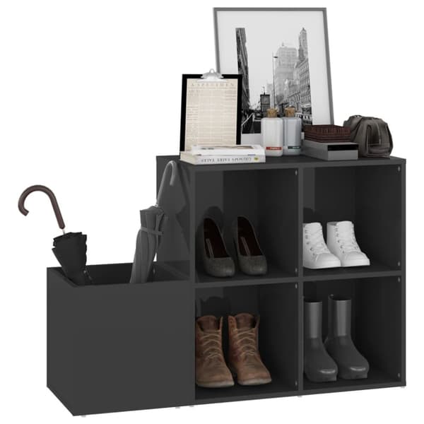The Living Store skoskab 105x35,5x70 cm konstrueret træ grå højglans -  Skoopbevaring