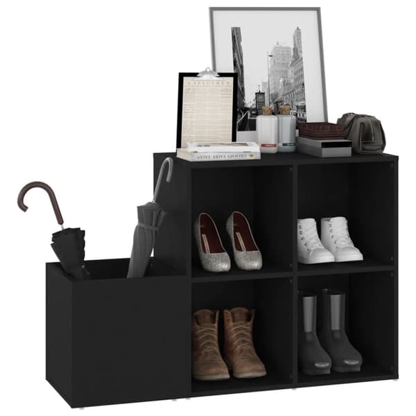 The Living Store Skoskåp svart 105x35,5x70 cm konstruerat trä -  Skoställ & skohyllor