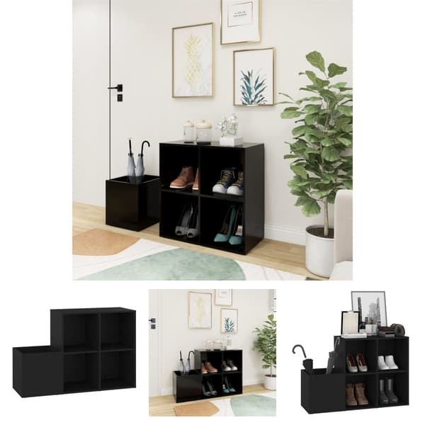 The Living Store skoskab 105x35,5x70 cm konstrueret træ sort -  Skoopbevaring