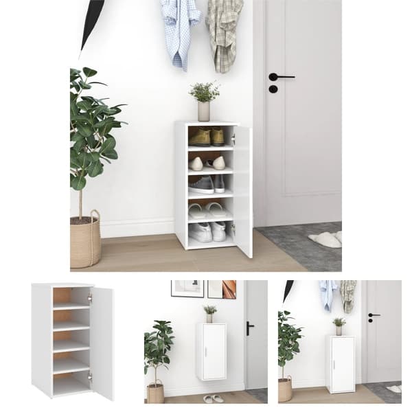 The Living Store skoskab 32x35x70 cm spånplade hvid -  Skoopbevaring