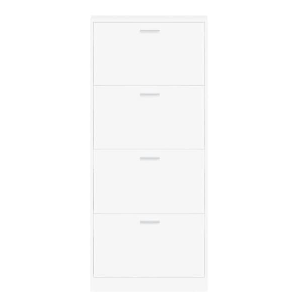 The Living Store skoskab 59x17x150 cm konstrueret træ hvid -  Skoopbevaring