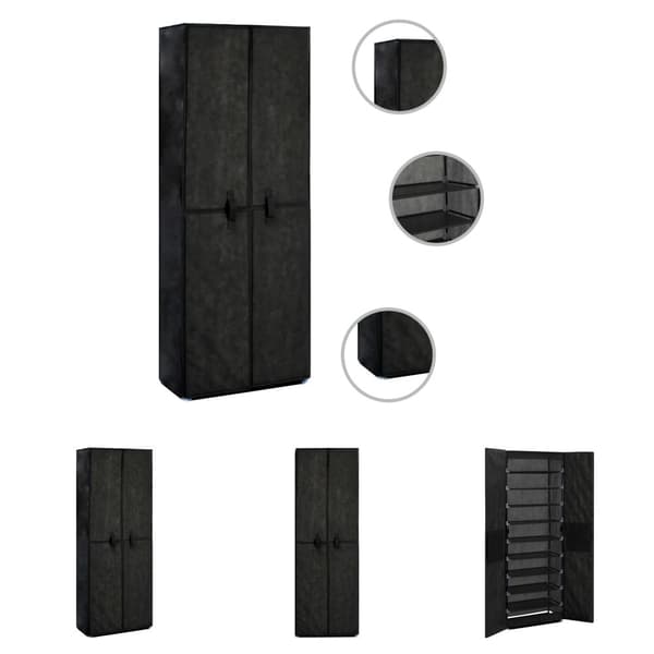 The Living Store skoskab 60 x 30 x 166 cm stof sort - Skoopbevaring