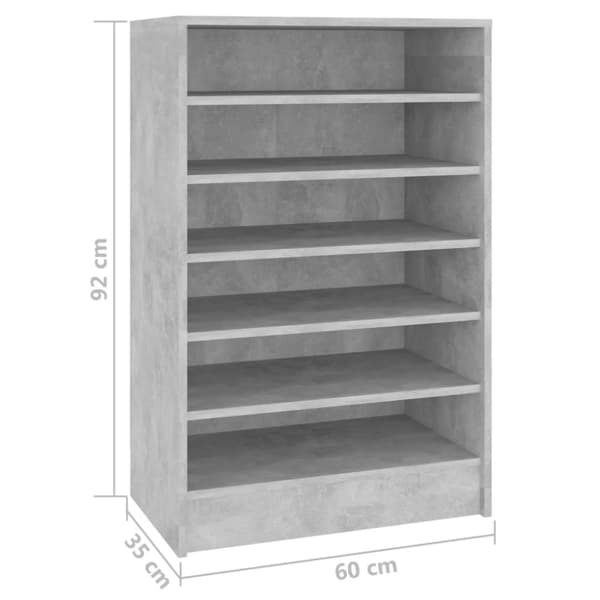 The Living Store skoskab 60x35x92 cm spånplade betongrå -  Skoopbevaring