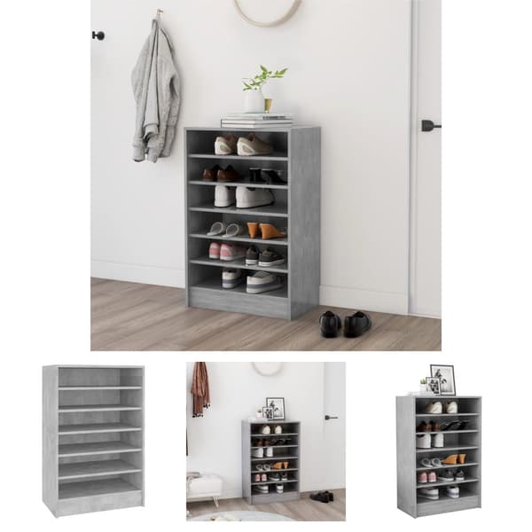 The Living Store skoskab 60x35x92 cm spånplade betongrå -  Skoopbevaring