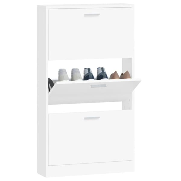 The Living Store skoskab 59x17x108 cm konstrueret træ hvid -  Skoopbevaring