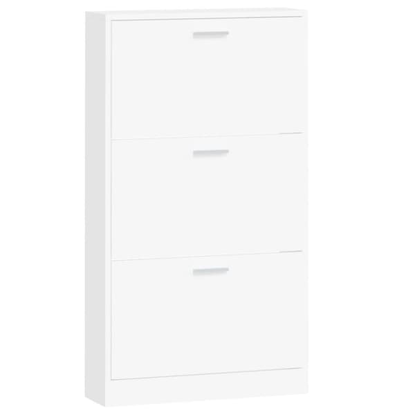 The Living Store skoskab 59x17x108 cm konstrueret træ hvid -  Skoopbevaring