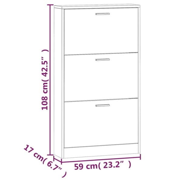 The Living Store skoskab 59x17x108 cm konstrueret træ hvid -  Skoopbevaring