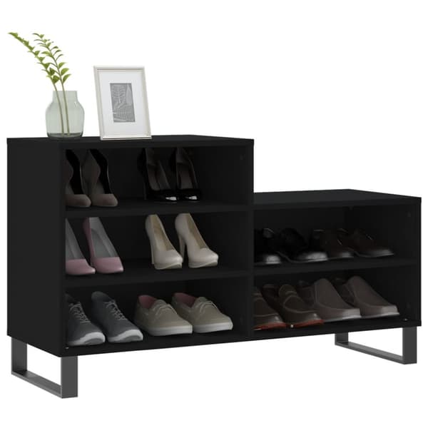 The Living Store Kenkäkaappi musta 102x36x60 cm tekninen puu - Kenkähyllyt & -telineet
