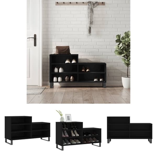 The Living Store Kenkäkaappi musta 102x36x60 cm tekninen puu - Kenkähyllyt & -telineet