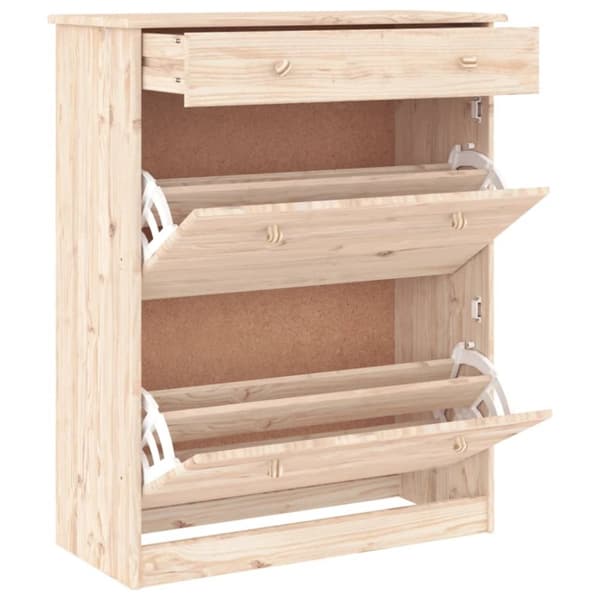 The Living Store Skoskåp ALTA 77x35x96 cm massiv furu -  Skoställ & skohyllor