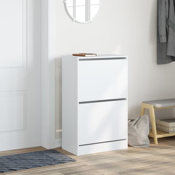 The Living Store skoreol 60x34x96,5 cm konstrueret træ hvid -  Skoopbevaring