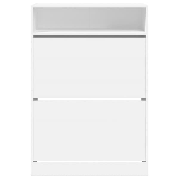 The Living Store skoskab med 2 vippeskuffer 80x34x116 cm hvid -  Skoopbevaring