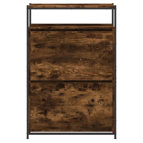 The Living Store skoreol 75x34x112 cm konstrueret træ røget egetræsfarve -  Skoopbevaring