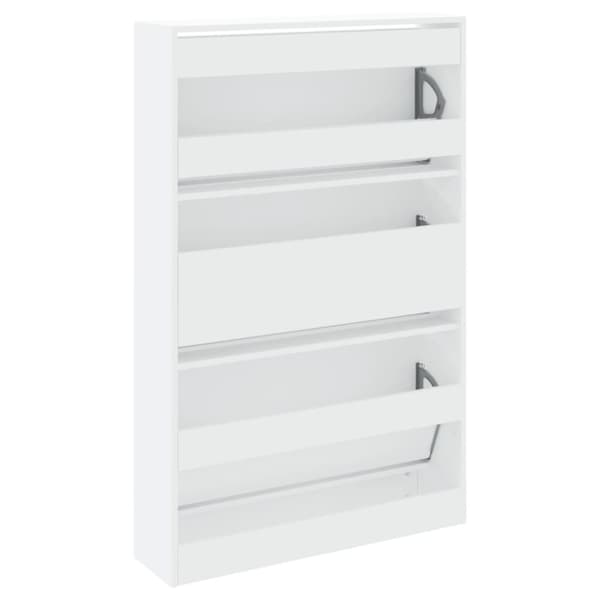The Living Store skoreol 80x21x125,5 cm konstrueret træ hvid - Skoopbevaring