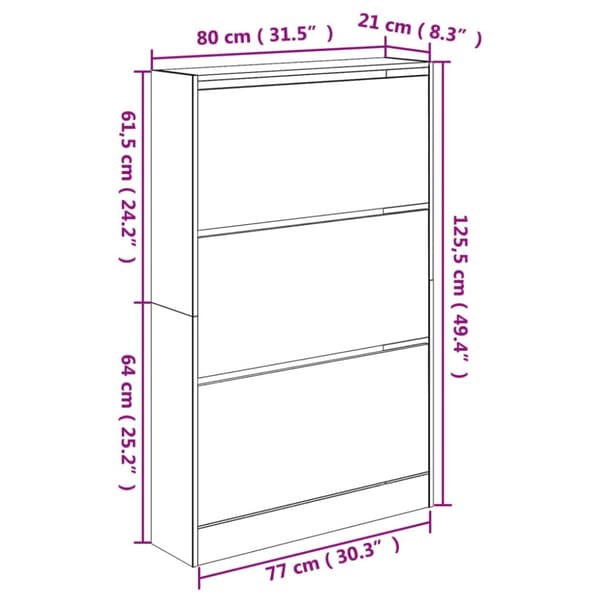 The Living Store skoreol 80x21x125,5 cm konstrueret træ hvid - Skoopbevaring